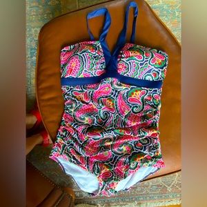 Boden Corsica V-Neck Swimsuit size 10 Long torso
